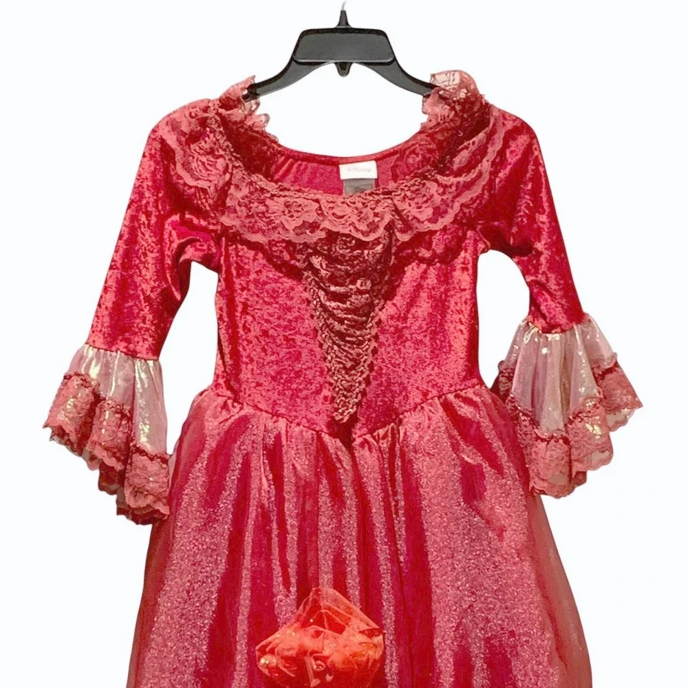 Vintage Disney Store Belle Costume Girls 7/8 Red Velvet Beauty Beast Winter